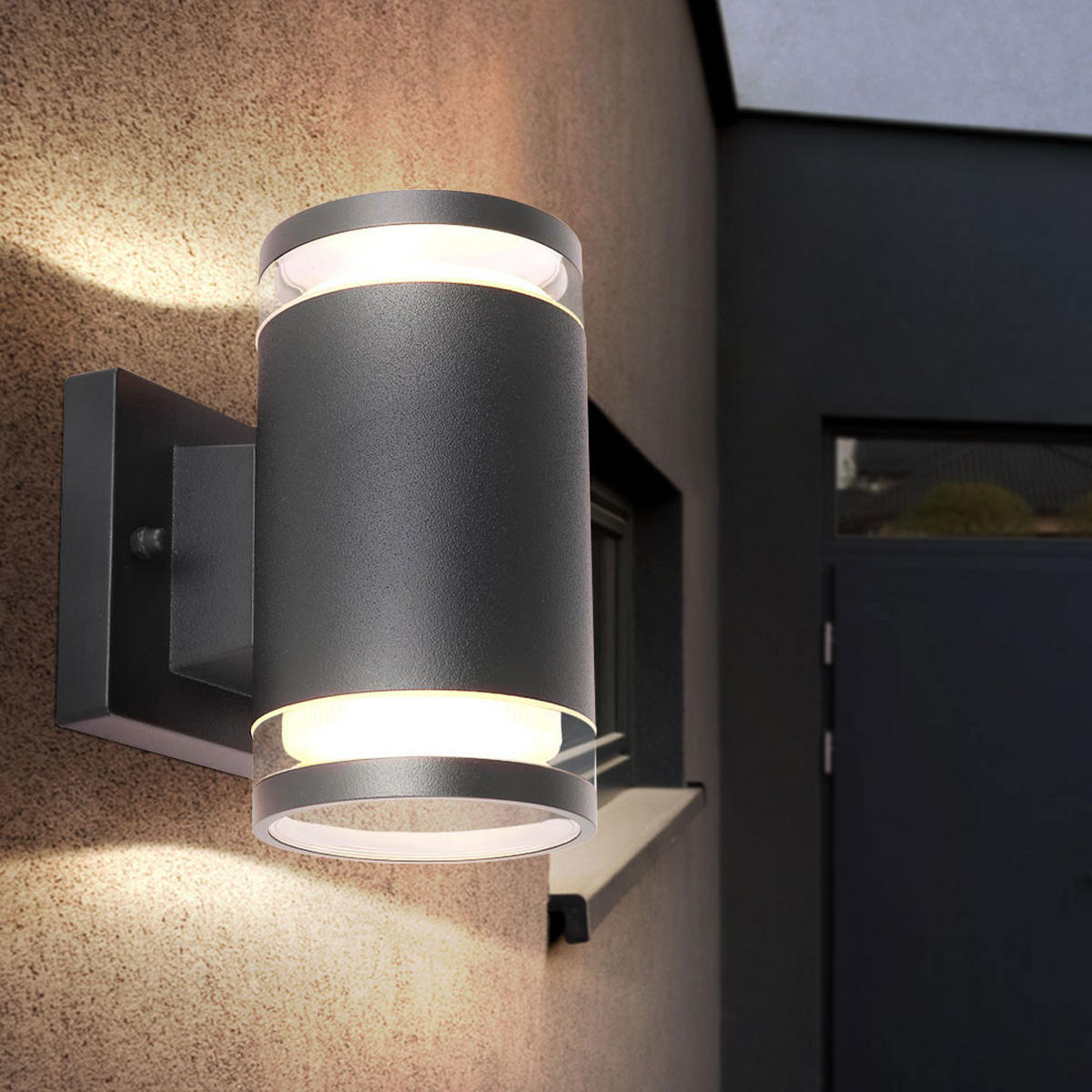 AUSSEN-WANDLEUCHTE Aluminium Anthrazit - Grau, Glas (10/16.5/13cm) - Globo Lighting