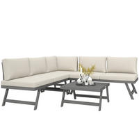 LOUNGEGARNITUR 4-teilig DE-13418 Grau/Beige - Beige, Textil - ComfortXL