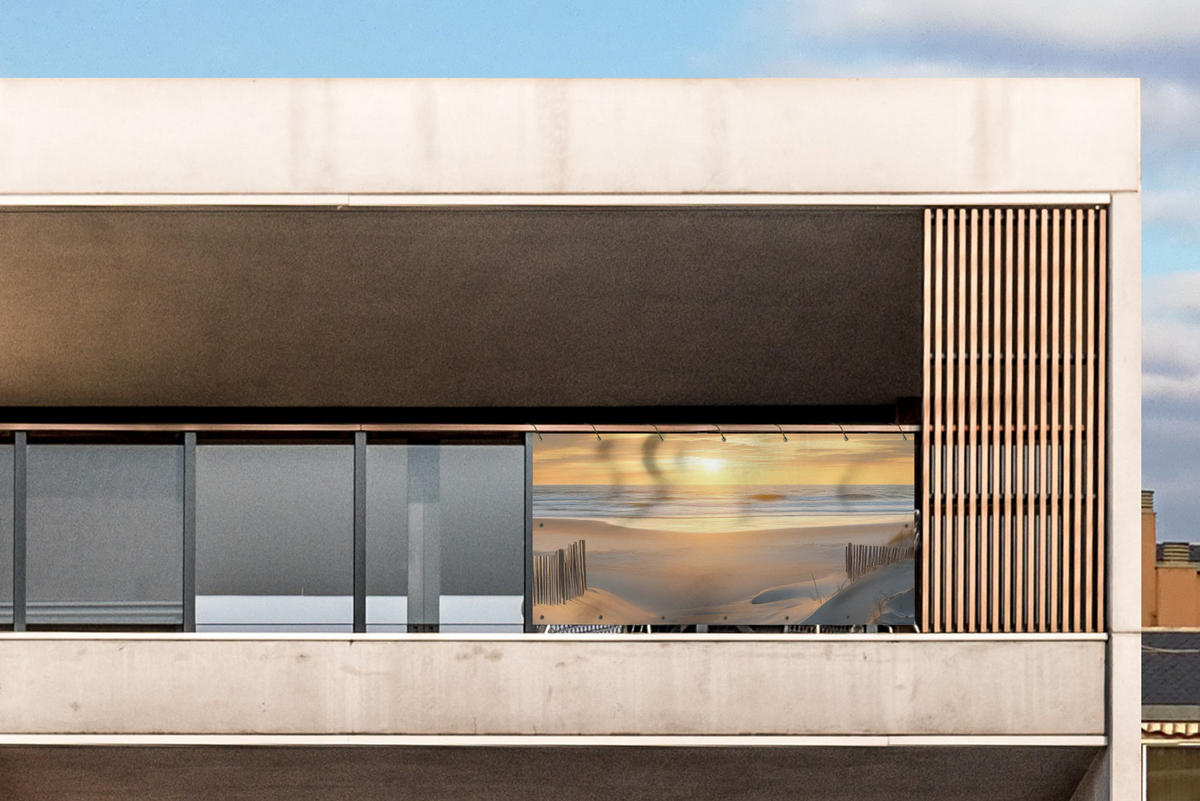 BALKON-SICHTSCHUTZ Strand - Dünen - Sonnenuntergang 200x90 cm - Sandfarben, Kunststoff (200/90cm) - MuchoWow