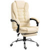 CHEFSESSEL Bürostuhl mit Fußstütze, Schreibtischstuhl mit Neigefunktion Creme - Creme, Leder (69/117/64.5cm) - HOMCOM
