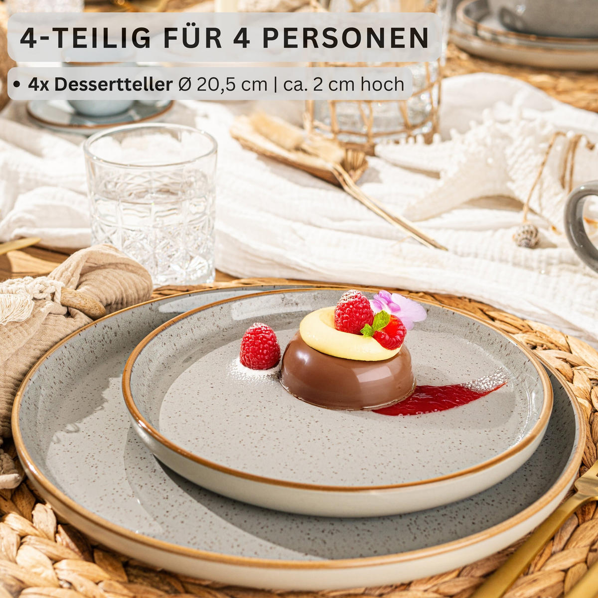 DESSERTTELLER SET RIO - 4 teilig aus Steingut - Multicolor, Keramik (13cm) - Sänger