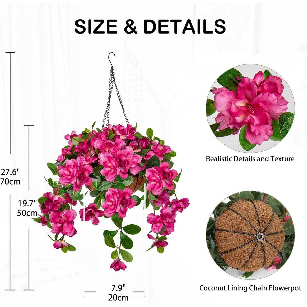 KUNSTBLUME Hängegeranie mit Hängeampel Höhe 70 cm Rosa - Pink, Textil (50cm)