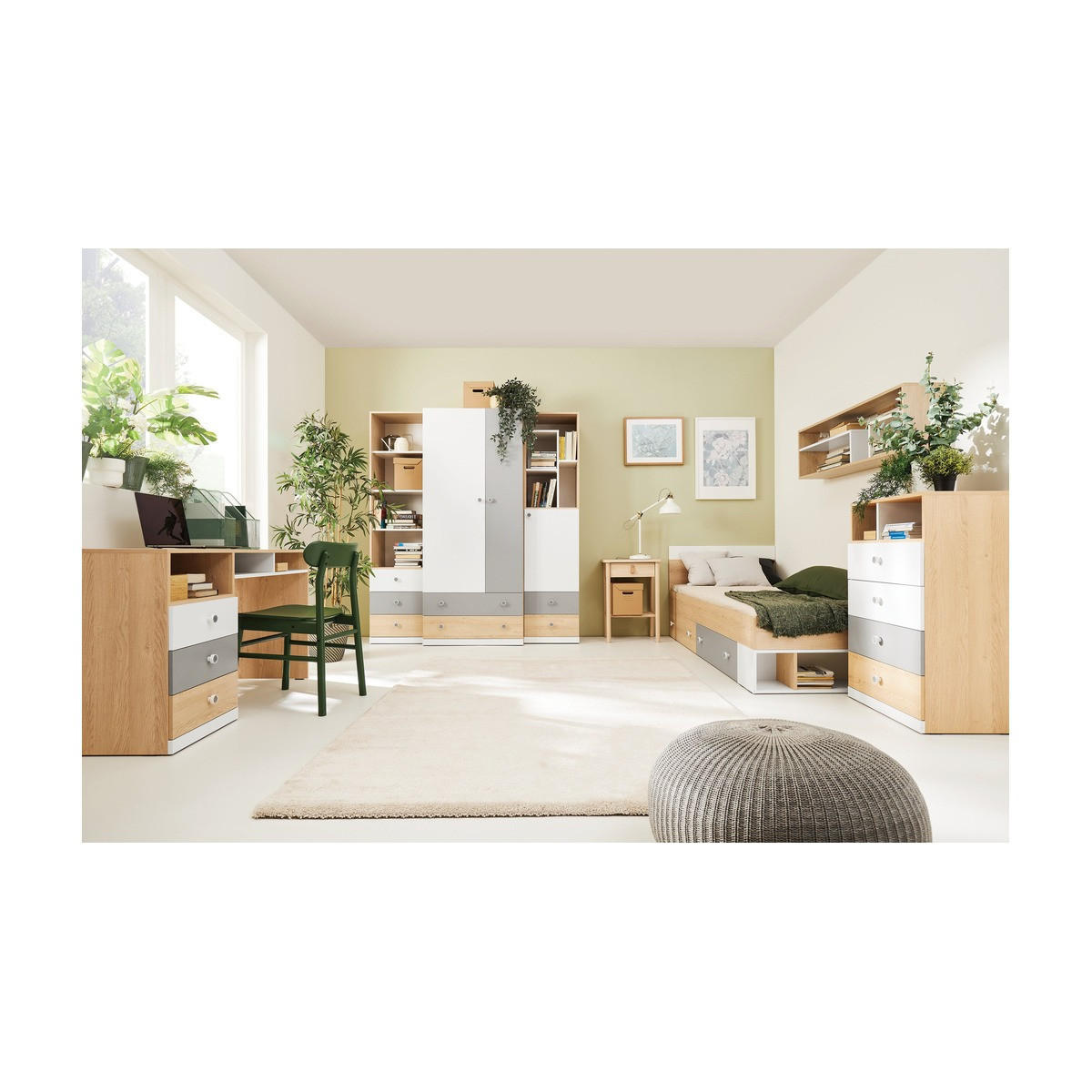 SCHLAFZIMMER Set 7-tlg. – PIXEL System – Sonoma Eiche / Grau - Eichefarben, Holzwerkstoff (80/190/50cm) - hi-markt