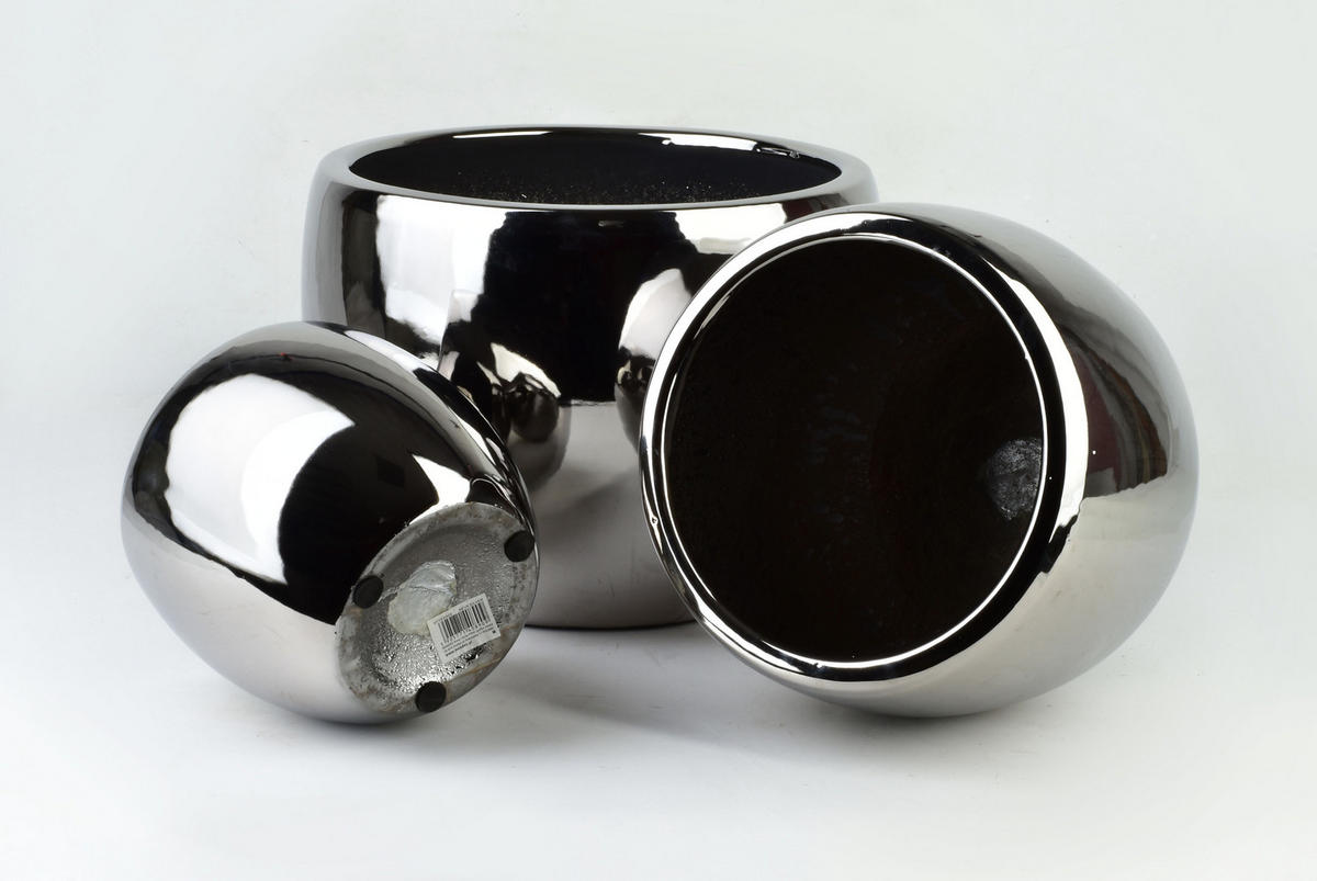 BLUMENTOPF Neva 3er Set Silber 37/37/29 cm Keramik - Silberfarben, Keramik (37/29/37cm) - Mondex