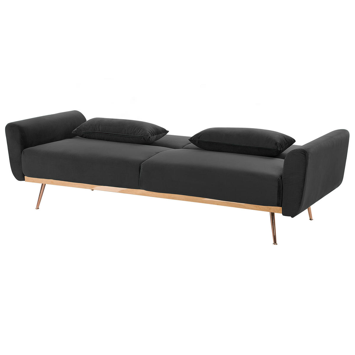 3-SITZER-SCHLAFSOFA Samtstoff Schwarz Eina - Schwarz, Textil (210/86/81cm) - Beliani