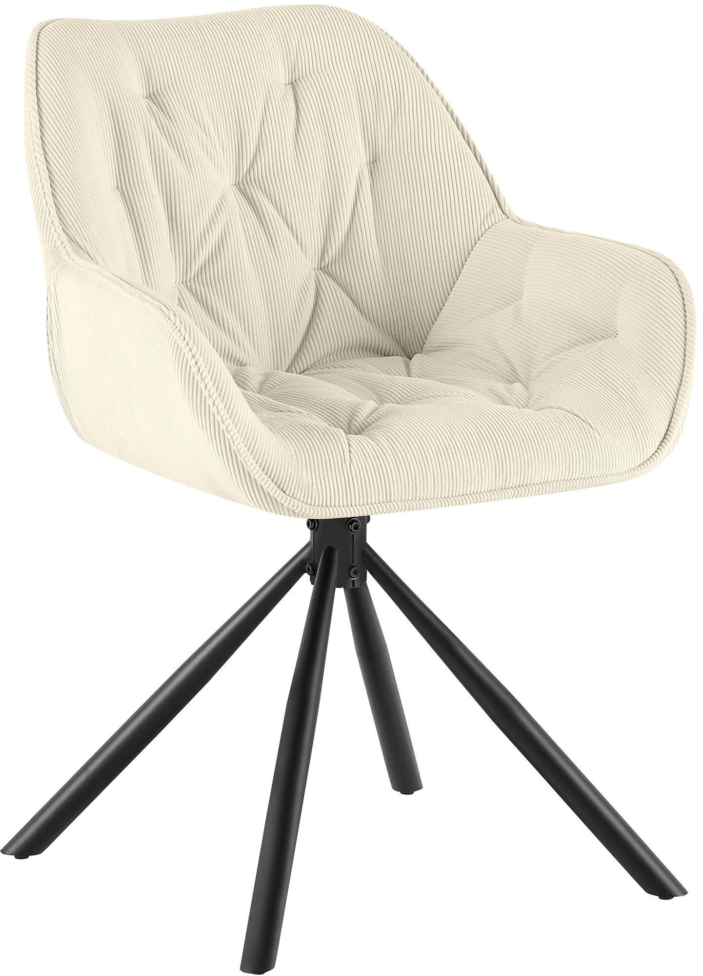 ARMLEHNENSTUHL Cord Creme - Creme/Schwarz, Textil/Metall (56/82/62cm) - CLP
