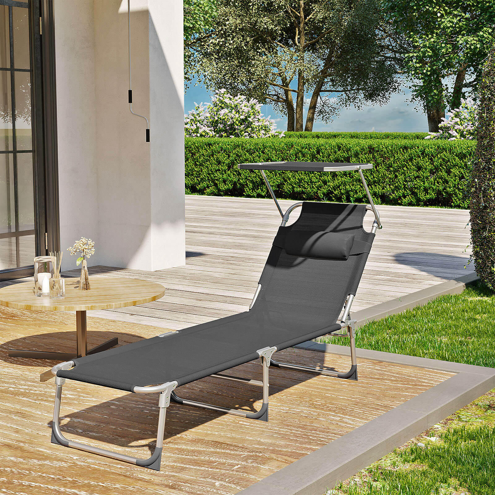 SONNENLIEGE GARTENLIEGE - Grau, Textil (193/30/53cm) - Hansiro
