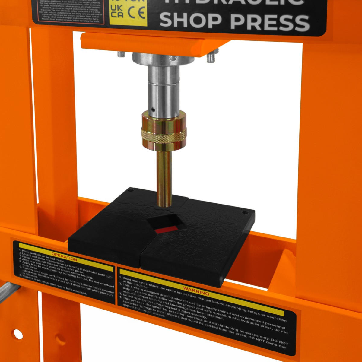 HYDRAULISCHE WERKSTATTPRESSE mit Manometer - 10 Tonne - Orange, Metall (45/65/107cm) - Monstershop