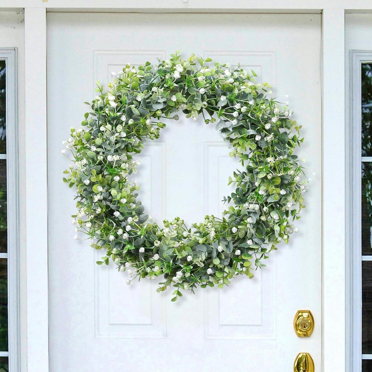GIRLANDE 4-teiliges Set Eukalyptus mit weißen Blüten 180 cm - Multicolor, Kunststoff (10cm)
