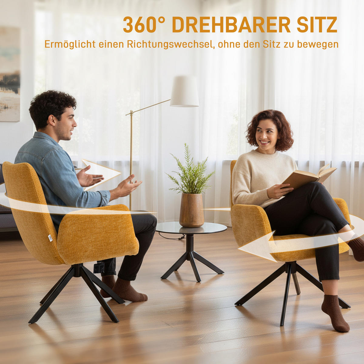 SESSEL Polyester Mehrschichtplatte Gelb - Gelb/Schwarz, Textil/Metall (61/88/60cm) - HOMCOM