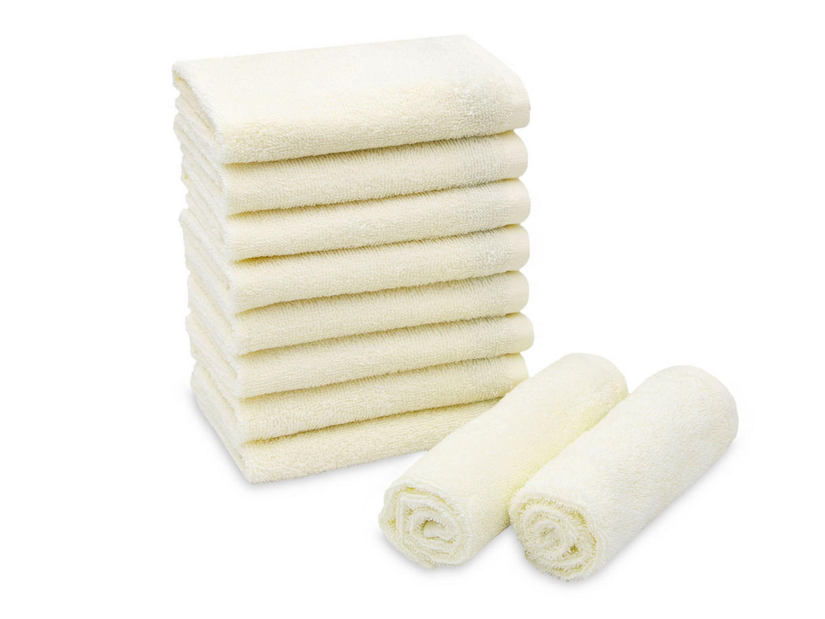 SEIFTÜCHER, 10er-Set, 30x30 cm, 100% Baumwolle, Gelb - Creme, Textil (30/30cm) - Zollner