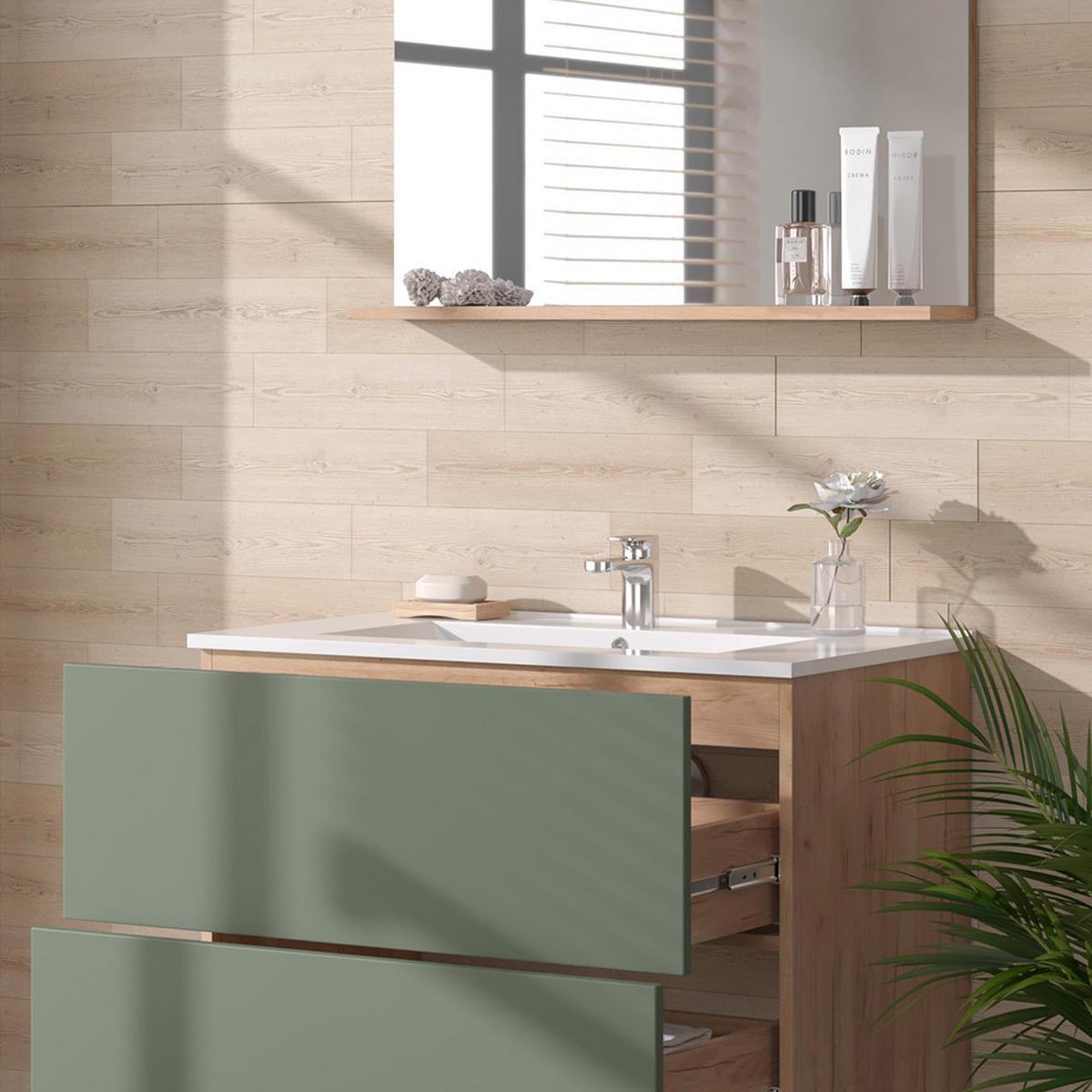 Eichefarben/Grün, Holzwerkstoff (80/59.3/46cm) - Vicco