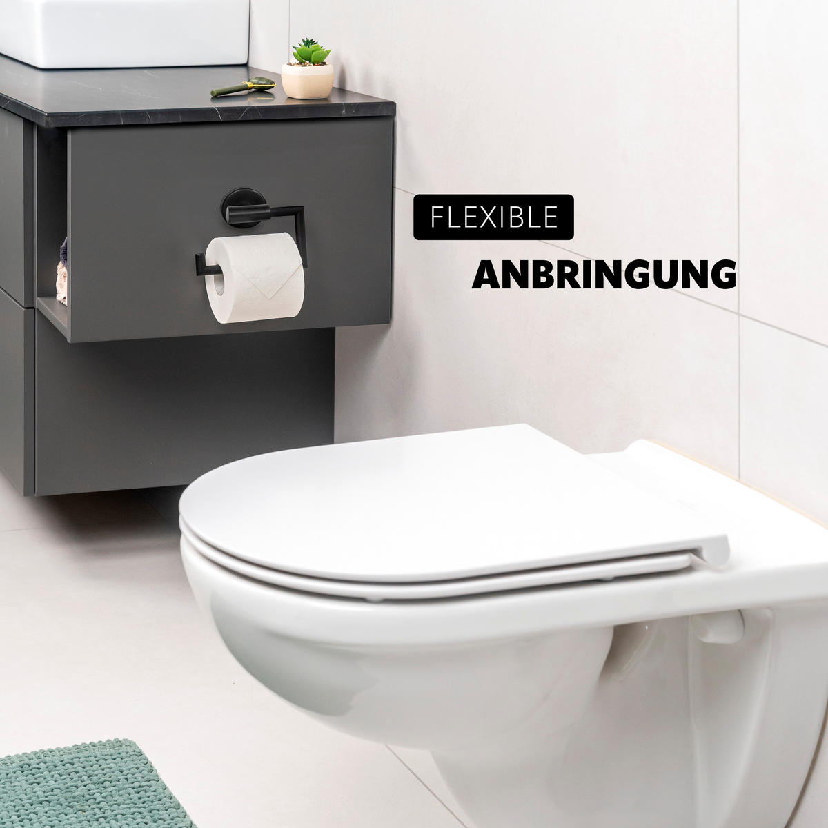 BADEZIMMER-ZUBEHÖR-SET PIAZZA BLACK 2tlg., Edelstahl, schwarz - Schwarz, Metall (14.5/35/11.5cm) - bremermann