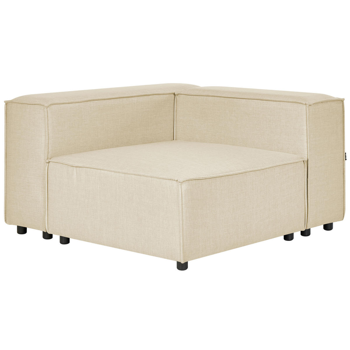 2-SITZER-ECKSOFA Leinen beige linksseitig mit Ottomane Aprica - Beige/Schwarz, Textil (238/180cm) - Beliani
