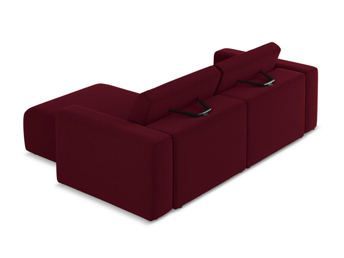 ECKSOFA Rechts Samt Stoff Rot - Bordeaux/Beige, Kunststoff/Textil (224/167cm) - Makamii