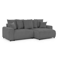 ECKSOFA Calma mit Schlaffunktion und Bettkasten im Bumpy-Design aus weichem Grau Chenille-Stoff - Ottomane rechts - Beige/Schwarz, Holz/Kunststoff (239/140cm) - S-Style Möbel