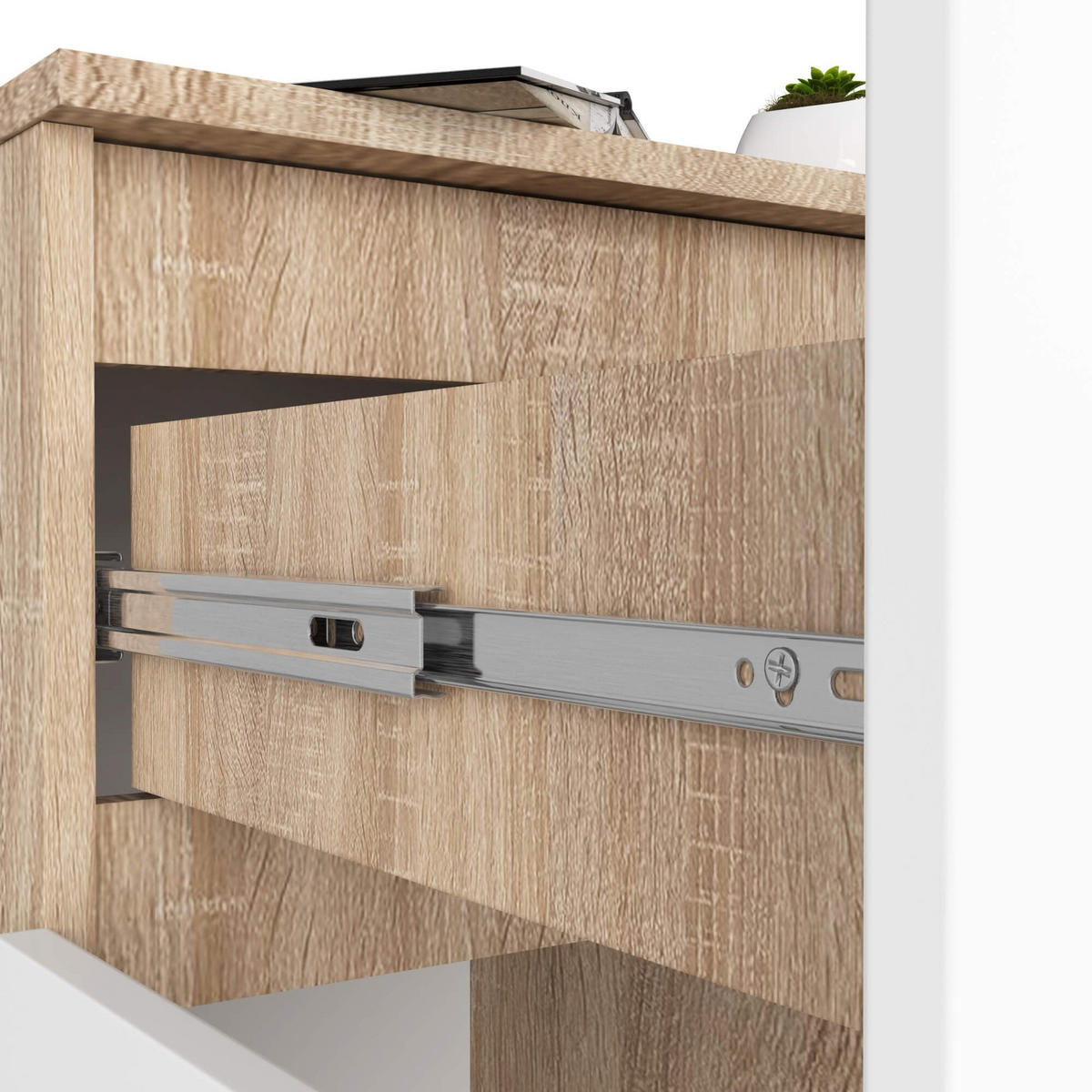 KOMMODE Jerry 2D, Sonoma-Weiß, 40x99x80 cm - Weiß/Sonoma Eiche, Holz (40/99/80cm) - Milordbikes