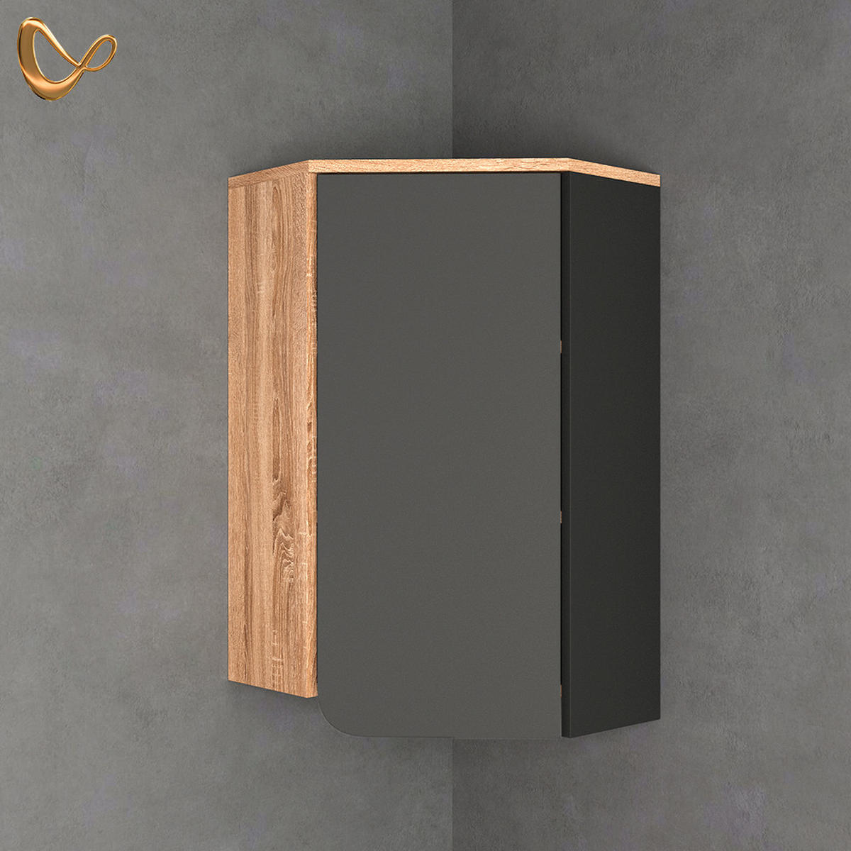 BADSCHRANK Marano Anthrazit 42.4 x 75 cm mit Tür und offenen Fächern - Anthrazit/Sonoma Eiche, Holzwerkstoff (42.4/75/42.4cm) - Livinity®
