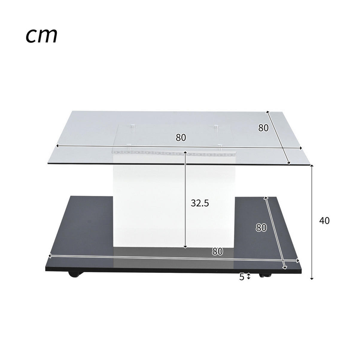 COUCHTISCH Hochglanzglas Beweglich Schwenkräder Modern Wohnzimmer - Weiß, Holz (92/89/10cm) - FLIEKS