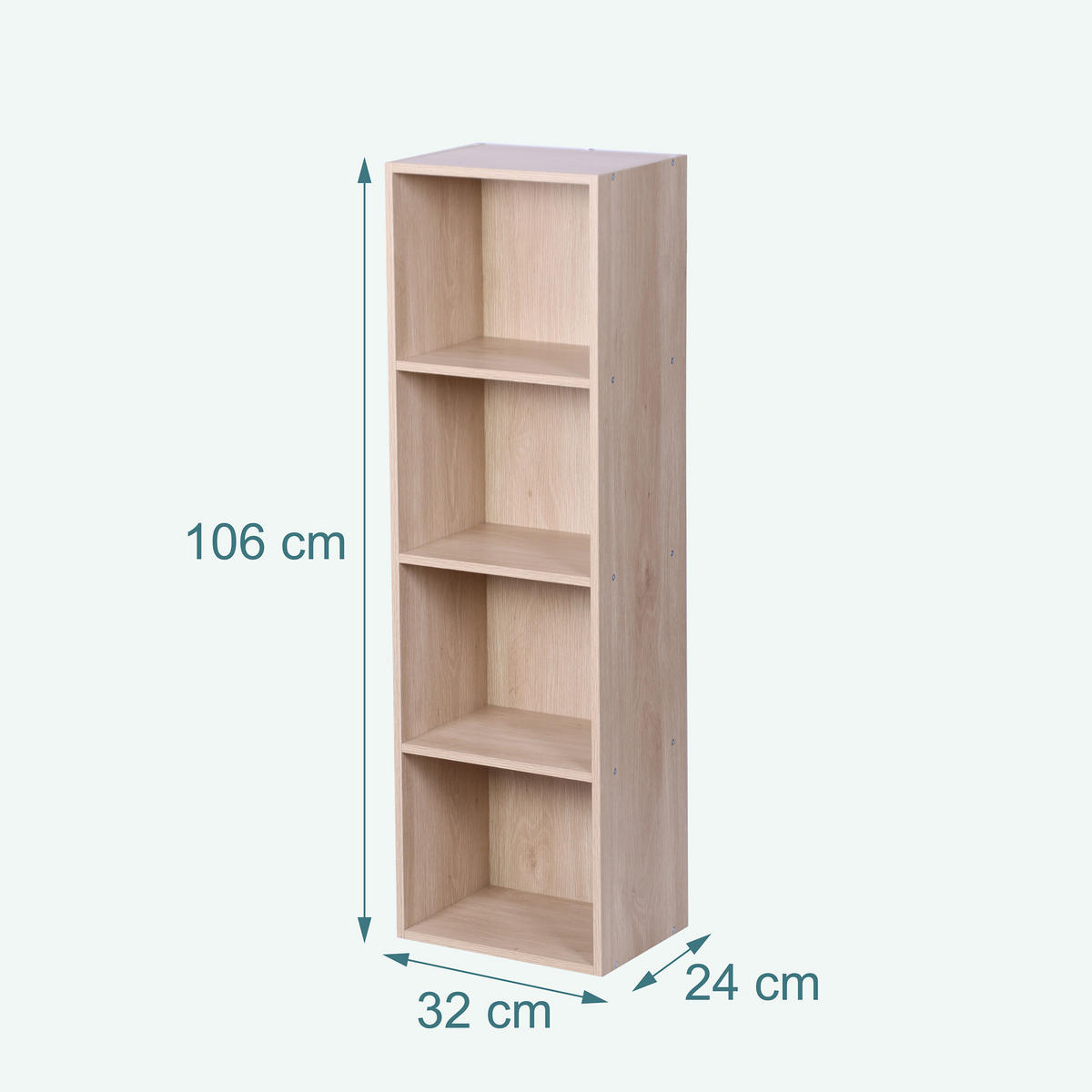 BÜCHERREGAL - Hellbraun, Holzwerkstoff/Textil (32/106/24cm) - Relaxdays