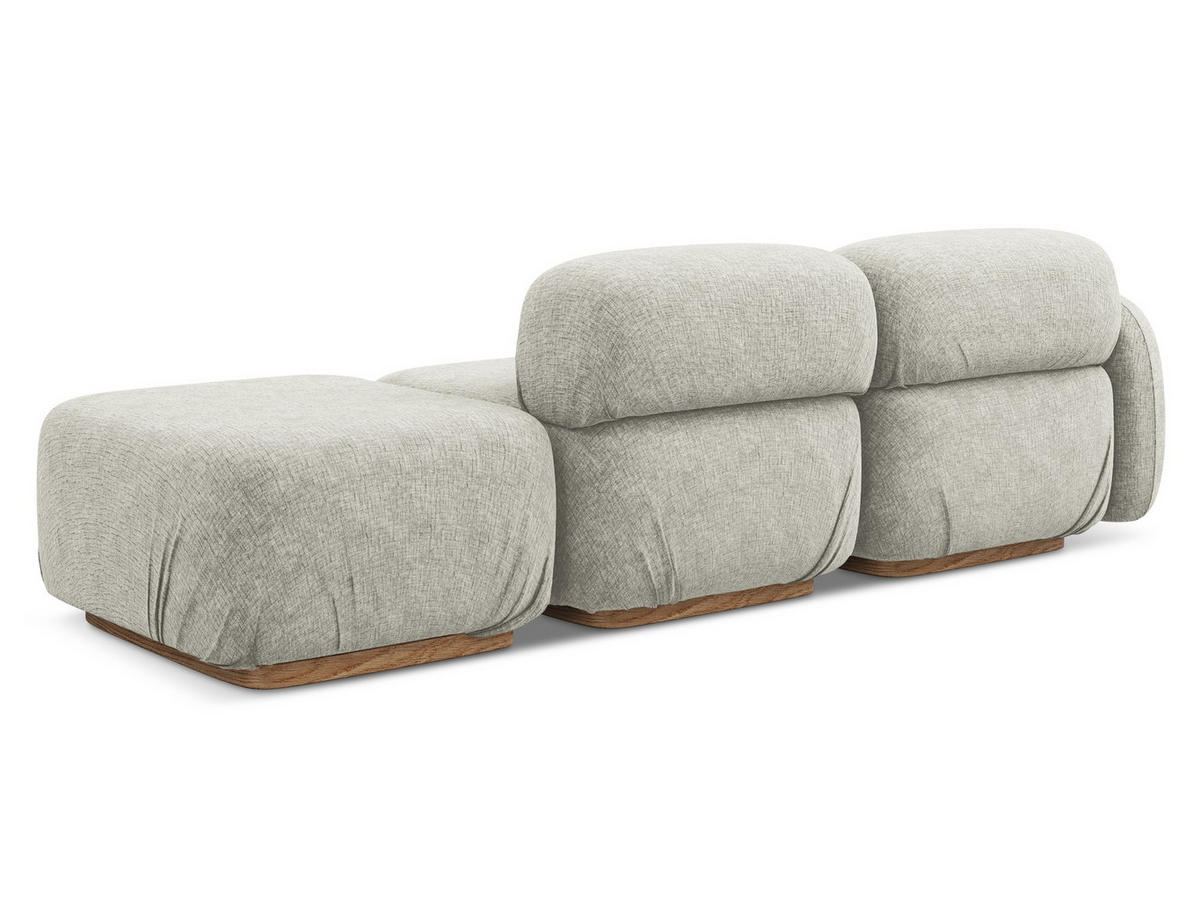 3-SITZER SOFA Rechts Chenille Stoff Grau - Silberfarben/Braun, Holz/Textil (258/73/95cm) - Makamii