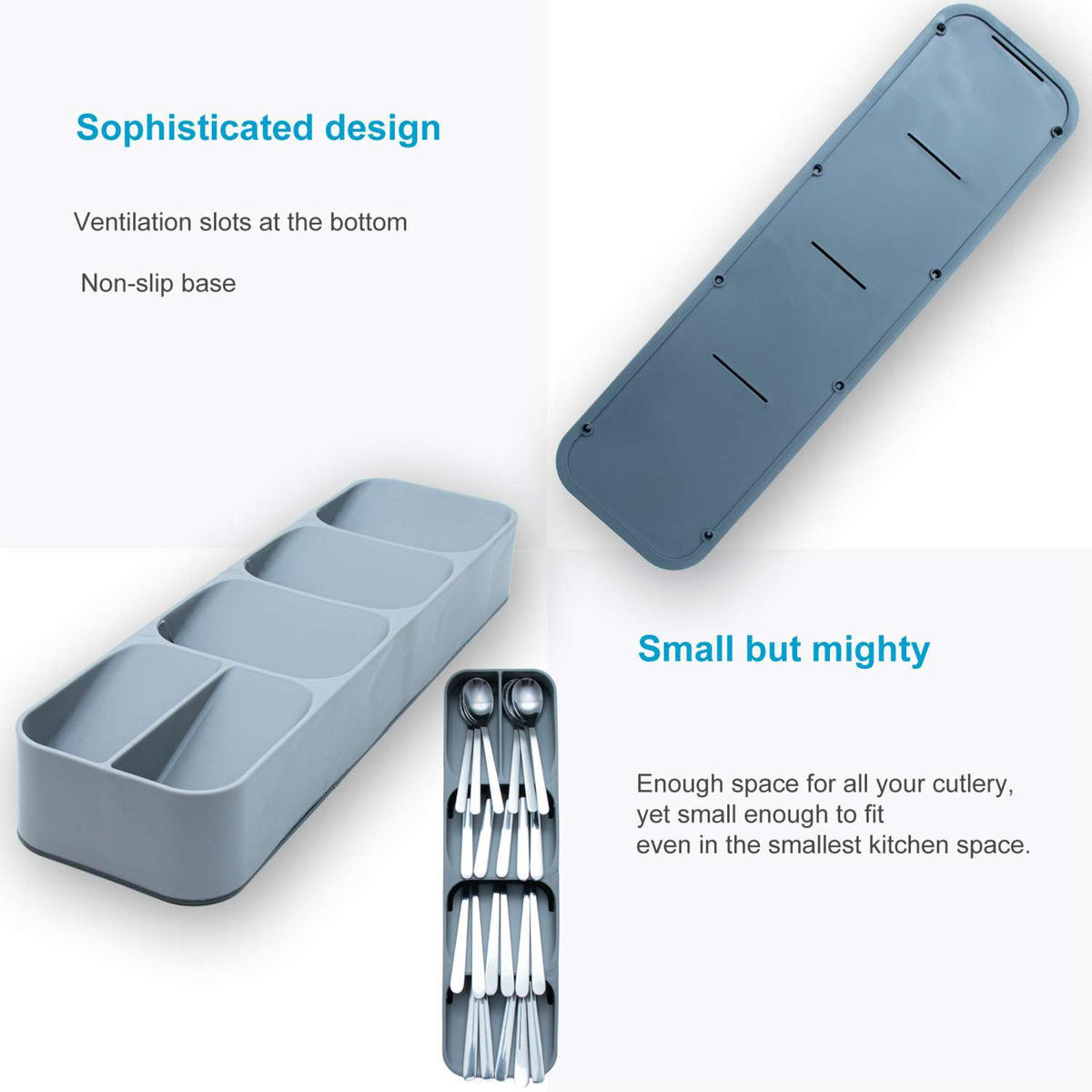 BESTECKKASTEN - Grau, Kunststoff (11/5.5/40cm) - Intirilife