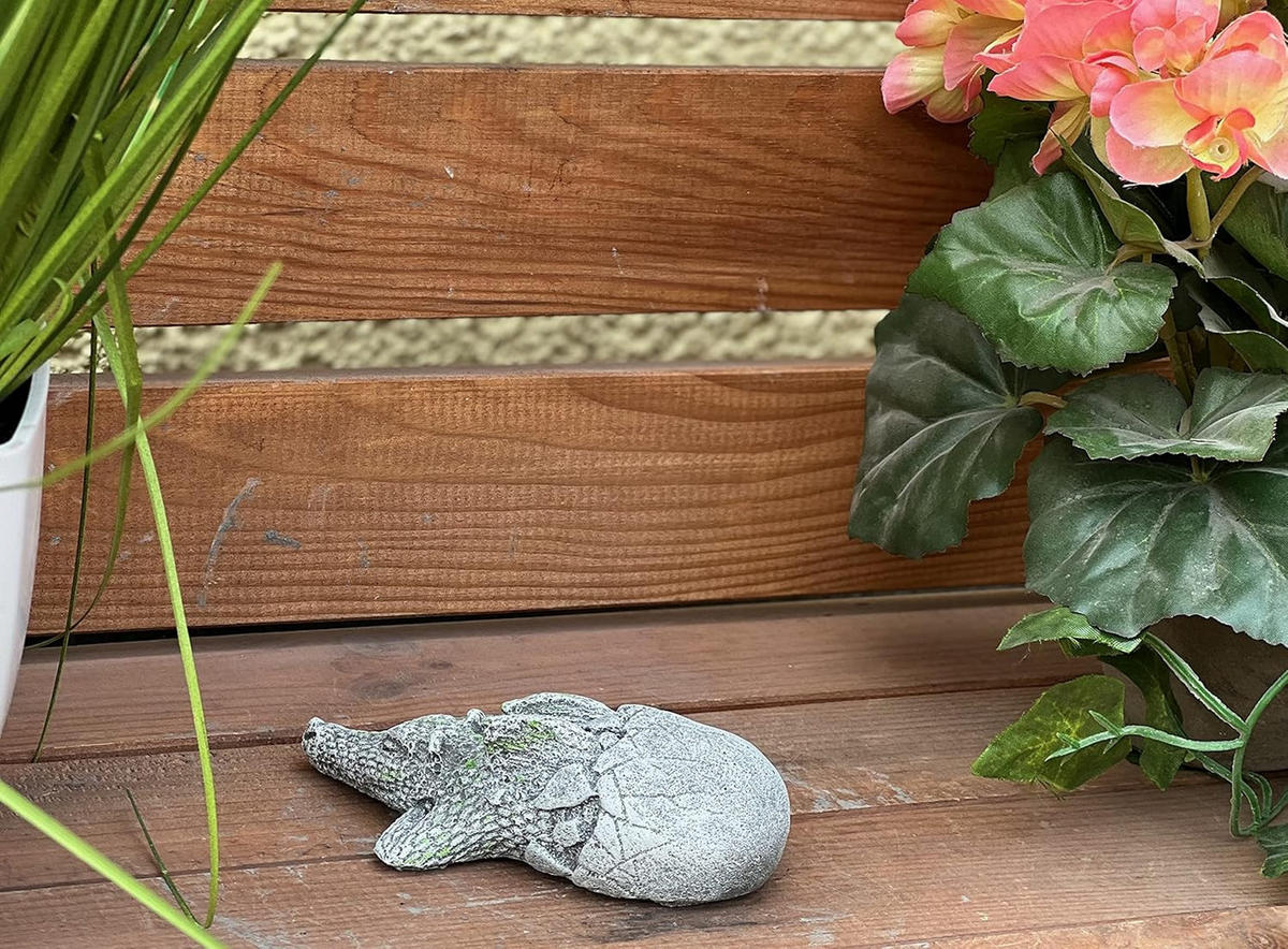 STEINFIGUR Kleiner Drache schlüpft aus Ei frostfest Steinguss - Grau, Stein (5/4/12cm) - stoneandstyle