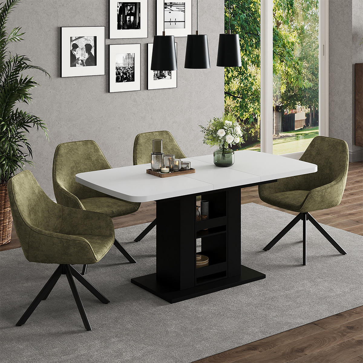 ESSTISCH Fenaro Weiß/Schwarz 120 x 80 cm - Schwarz/Weiß, Holzwerkstoff (80/120/76cm) - Vicco