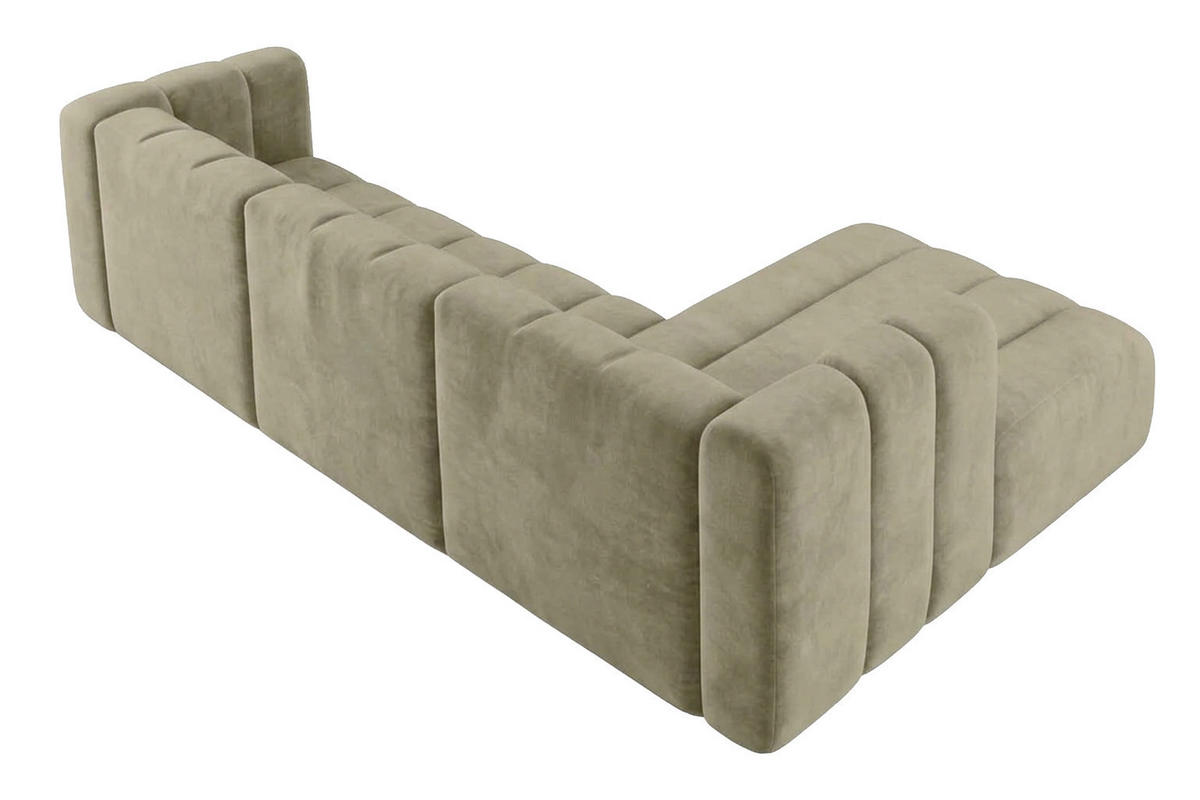 ECKSOFA Modulares In L-Form, Velvet-Stoff Riviera, Beige, Rechts, GRAND 318 cm - Beige, Holz (318/179cm) - Kaiser Möbel