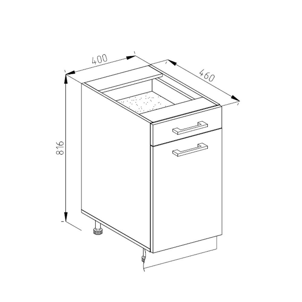 KÜCHENUNTERSCHRANK R-Line Beton 40 cm, AP Eiche - Schieferfarben/Weiß, Holzwerkstoff (40/81.6/60cm) - Vicco