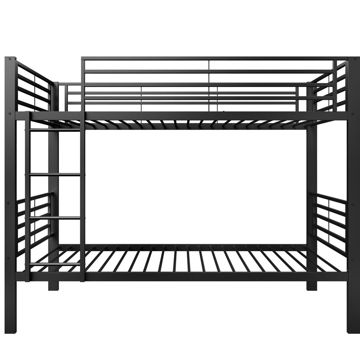 ETAGENBETT aus Metall 90x200 cm Schwarz mit beidseitig montierbarer Leiter - Schwarz, Metall (90/200cm) - Modfu
