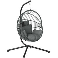 HÄNGESESSEL, Stahl, Polyester, Grau - Grau, Kunststoff/Metall (106/188/120cm) - Outsunny