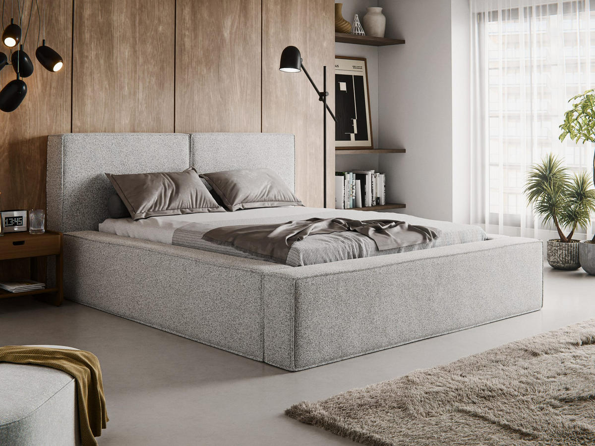 POLSTERBETT Lesti 140x200 cm, Hellgrau - Hellgrau, Textil (140/200cm) - Fedve