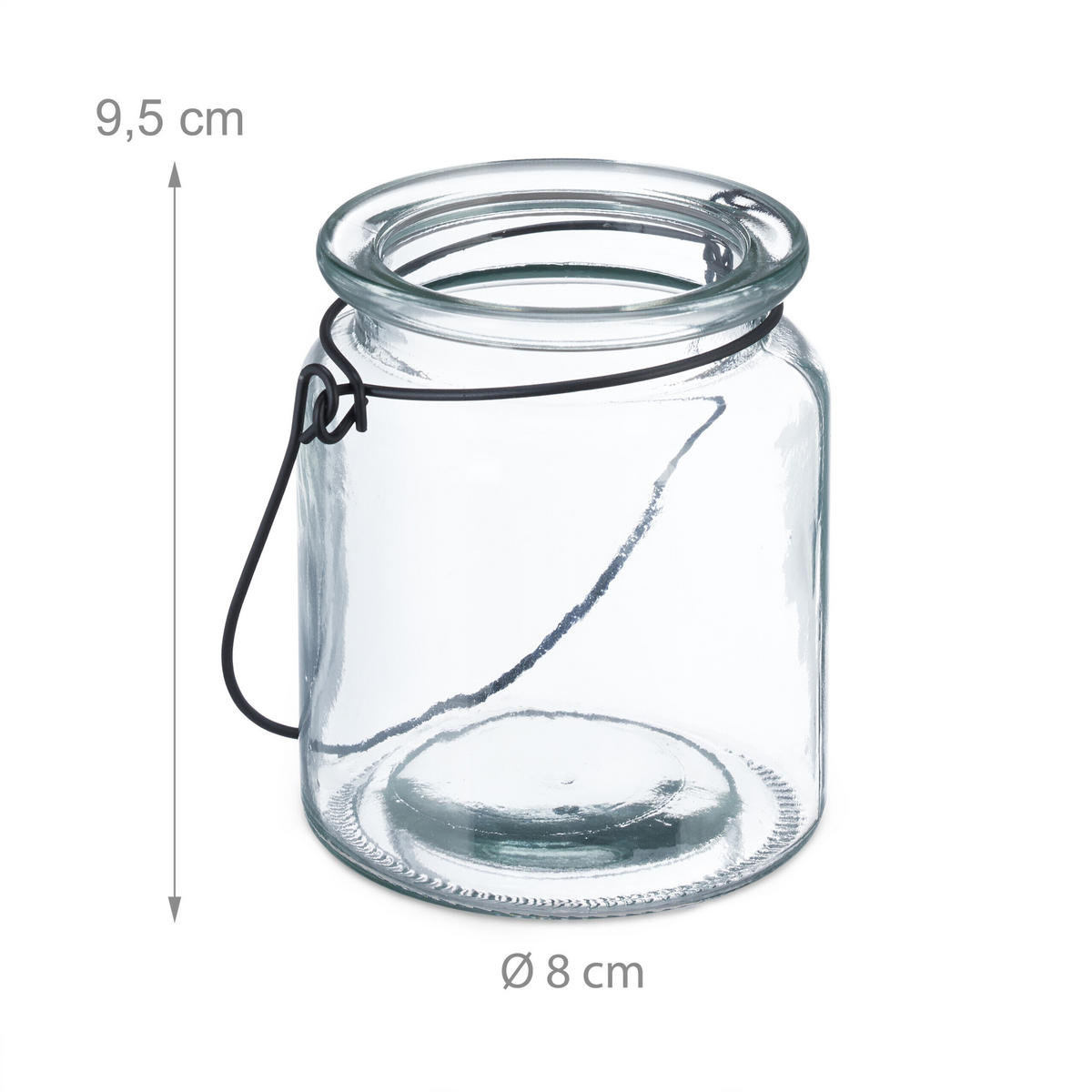 12xWINDLICHT - Transparent, Glas/Metall (9.5cm) - Relaxdays