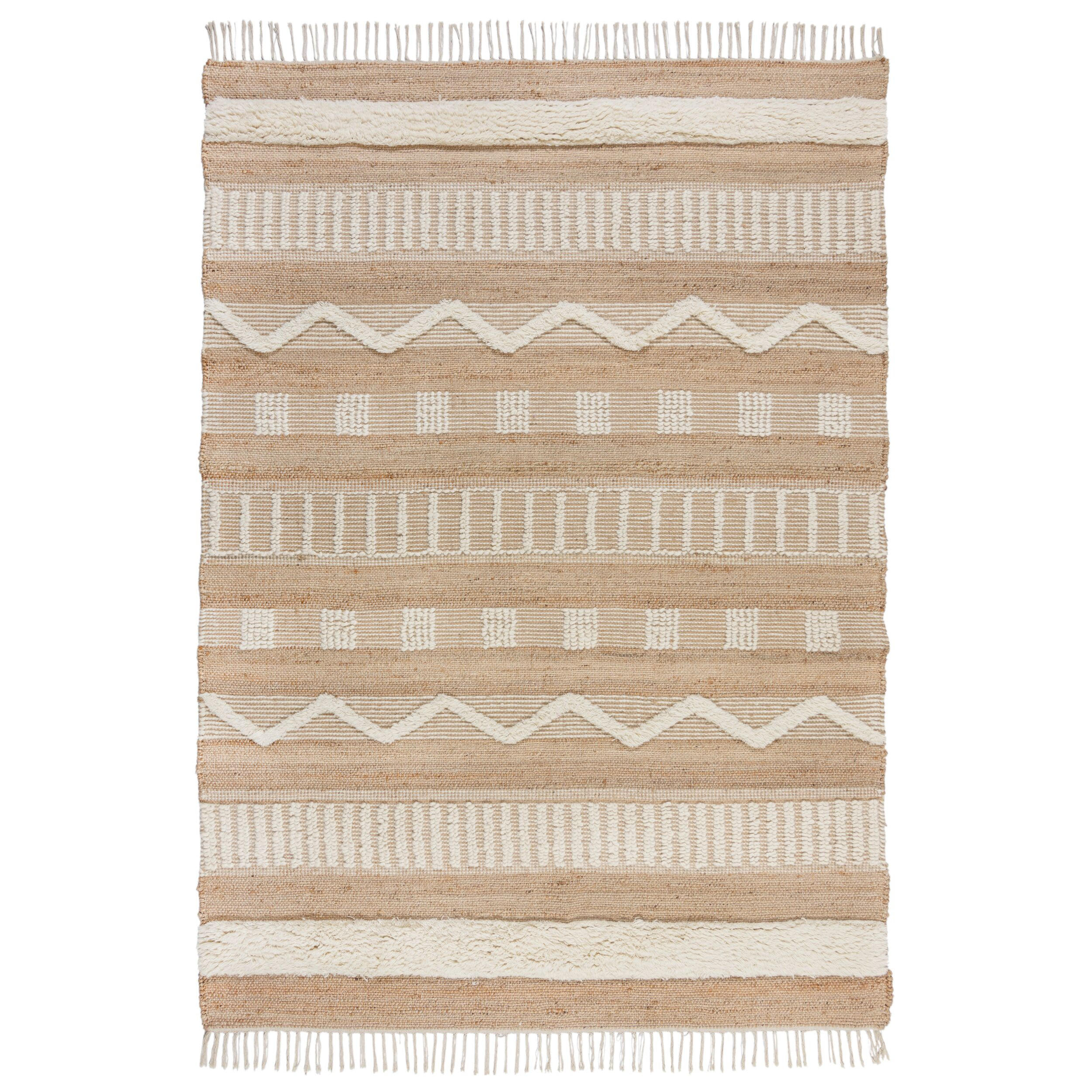 NATURTEPPICH handgewebt Jute-Wolle-Mix skandinavisch WHARFE, Braun-Beige 160x230 cm - Braun, Textil (160/230cm) - KADIMA DESIGN