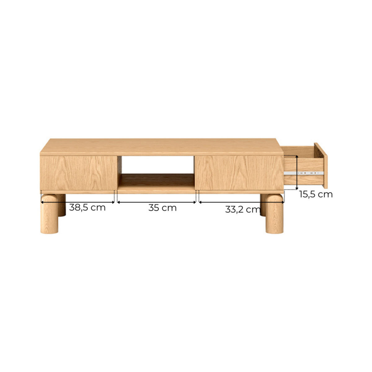 COUCHTISCH Sanden SN-7 110 x 50 x 36,8 cm Eiche Bookmatch - Eichefarben, Holz/Holzwerkstoff (50/110/36.8cm) - Koseto