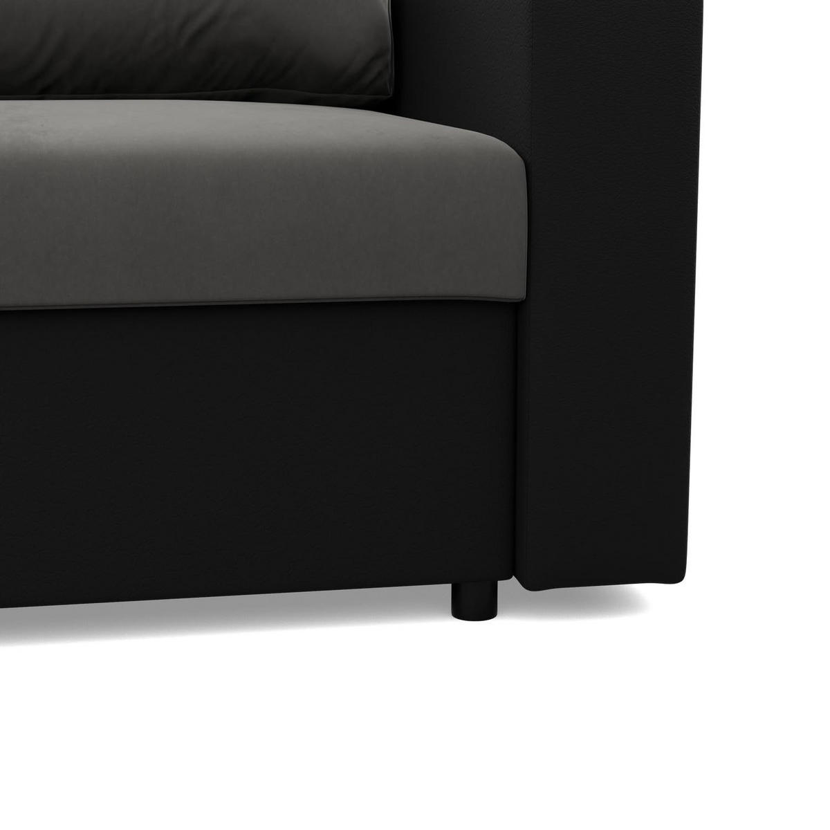 SOFA 3-SITZER MIT SCHLAFFUNKTION LUNA, Dunkelgrau + Schwarz - Dunkelgrau/Schwarz, Textil (220/92/92cm)