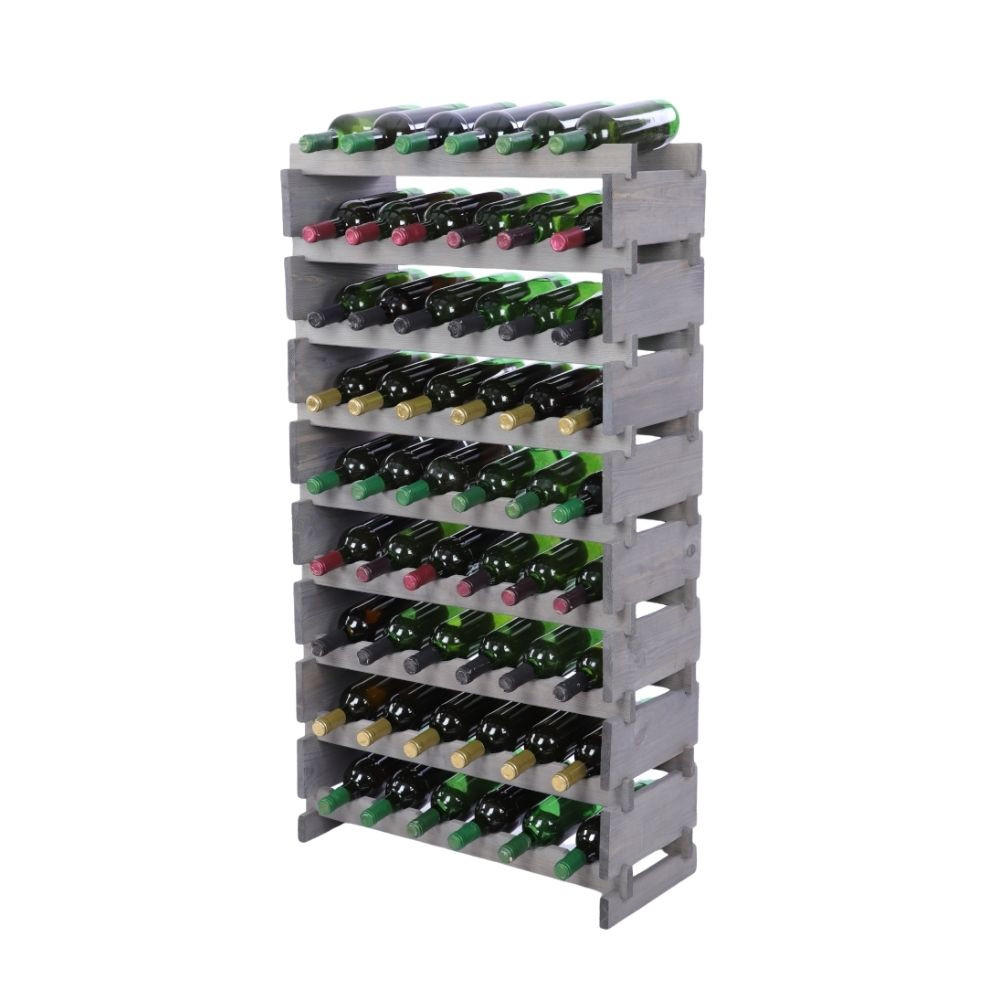 WEINREGAL VINOTECA FLEX PRO HxBxT 121x65x28cm 54 Flaschen auf 9 Ebenen Grau - Grau, Holz (65/121/28cm) - PROREGAL