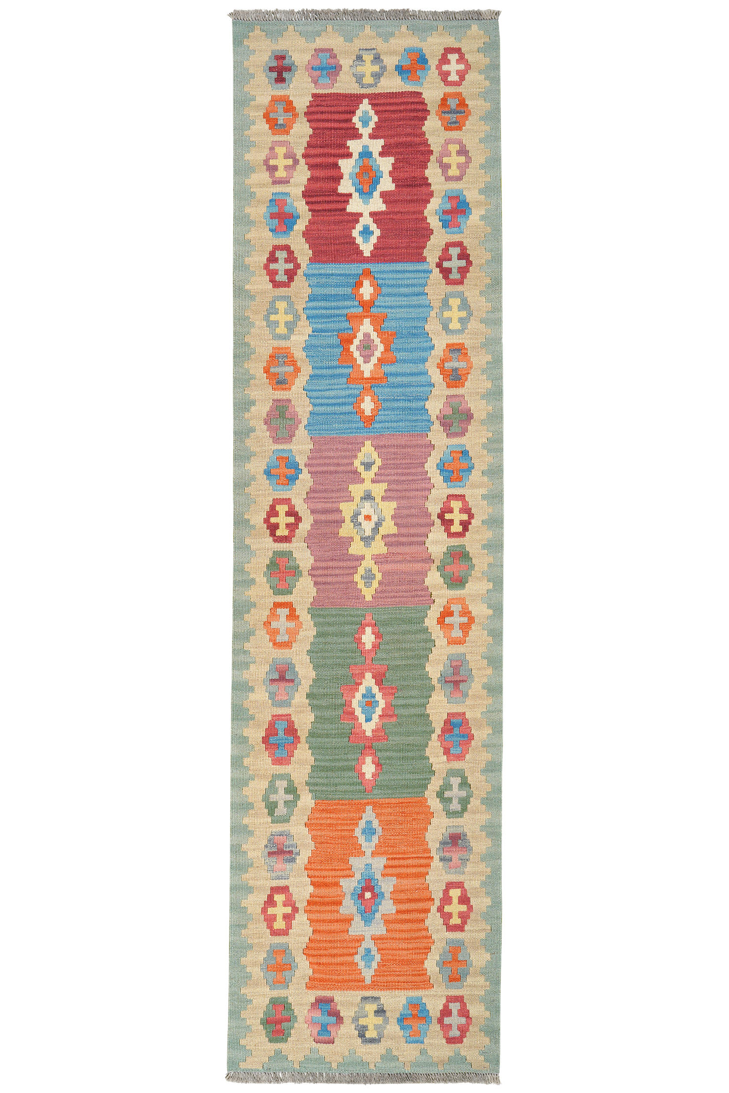 HANDWEBTEPPICH Kelim Gashgai Mehrfarbig 240/61 cm Schurwolle - Multicolor, Textil (61/240cm) - Looma
