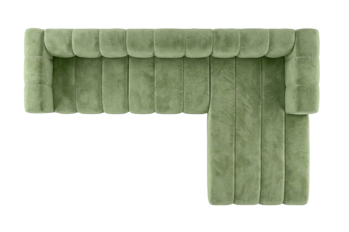 ECKSOFA Modulares In L-Form, Velvet-Stoff Riviera, Olive, Rechts, GRAND 318 cm - Olivgrün, Holz (318/179cm) - Kaiser Möbel