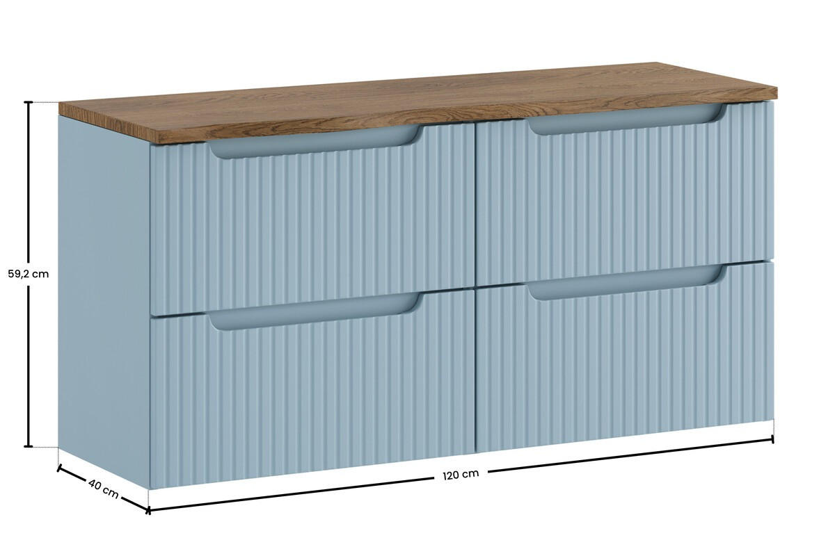 WASCHBECKENUNTERSCHRANK 120 cm 3 Teile - Nova Denim N BM380 in Denim - Dunkelblau, Holz (120/59.2/40cm)