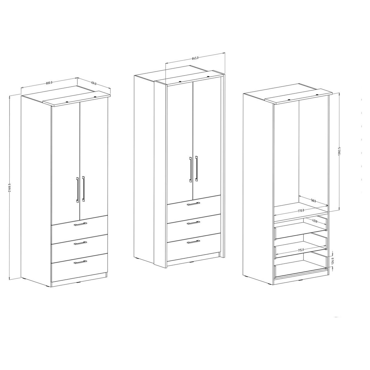 DREHTÜRENSCHRANK OTTIMA 80/217/63 cm 2-türig Weiß - Weiß, Holzwerkstoff (80/217/63cm) - MASSENO