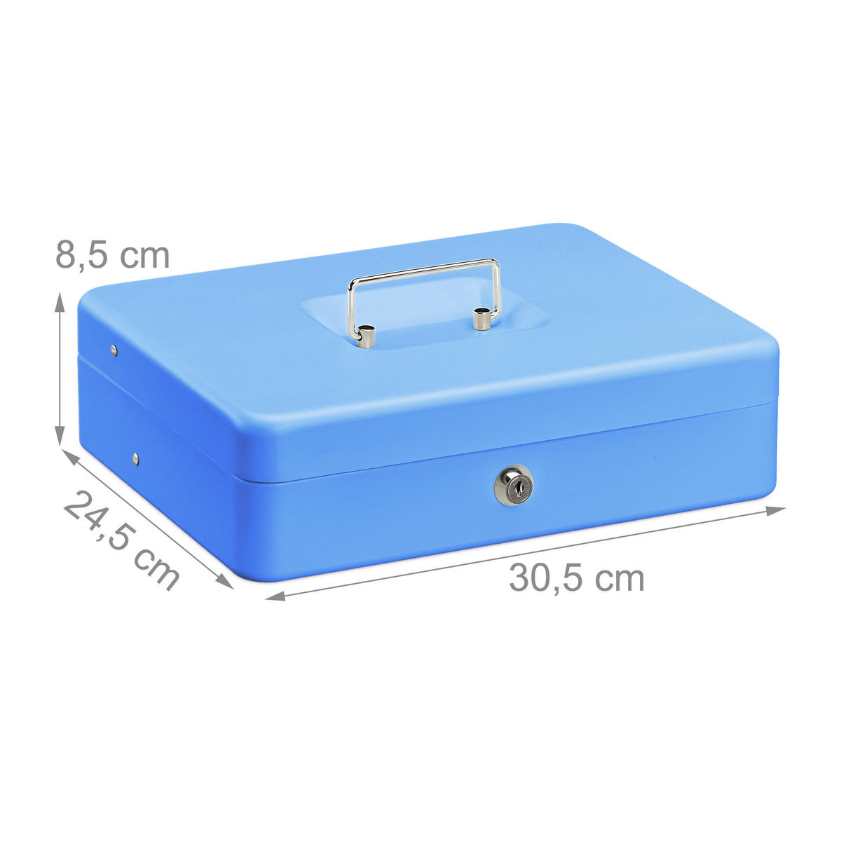 POKLADŇA - modrá, kov/plast (30.5/8.5/24.5cm) - Relaxdays