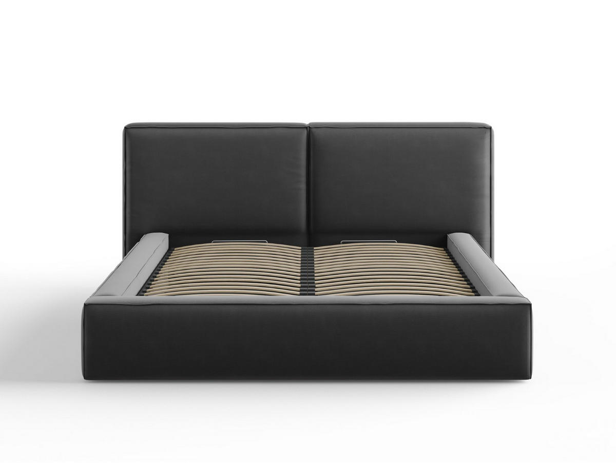 BETT mit Bettkasten und Kopfteil Jodie aus Samt grau 160x200cm - Grau, Textil (160/200cm) - Micadoni