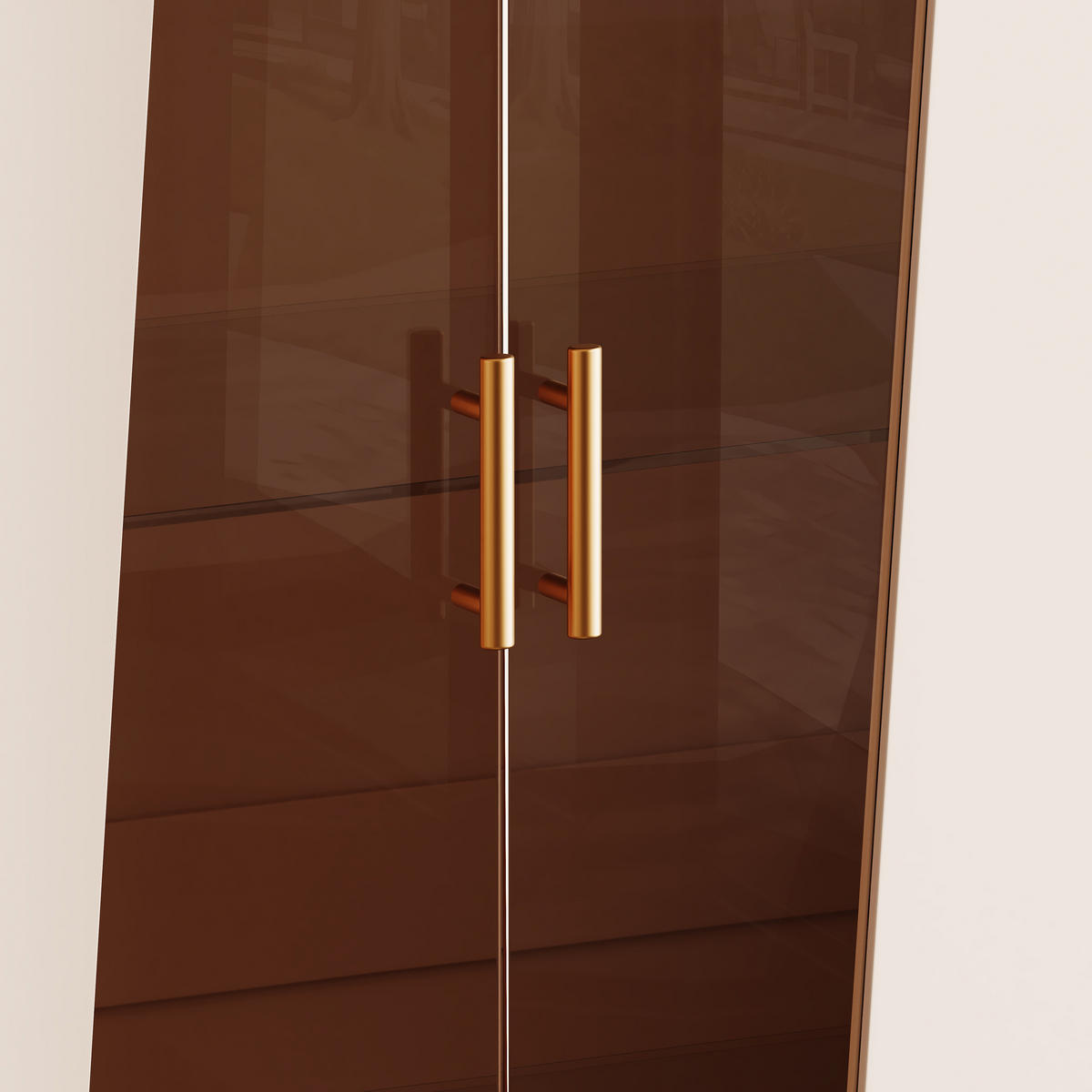 VITRINE 72x40x145 cm mit LED und Glastür - Beige, Holzwerkstoff (72/145/40cm) - FLIEKS