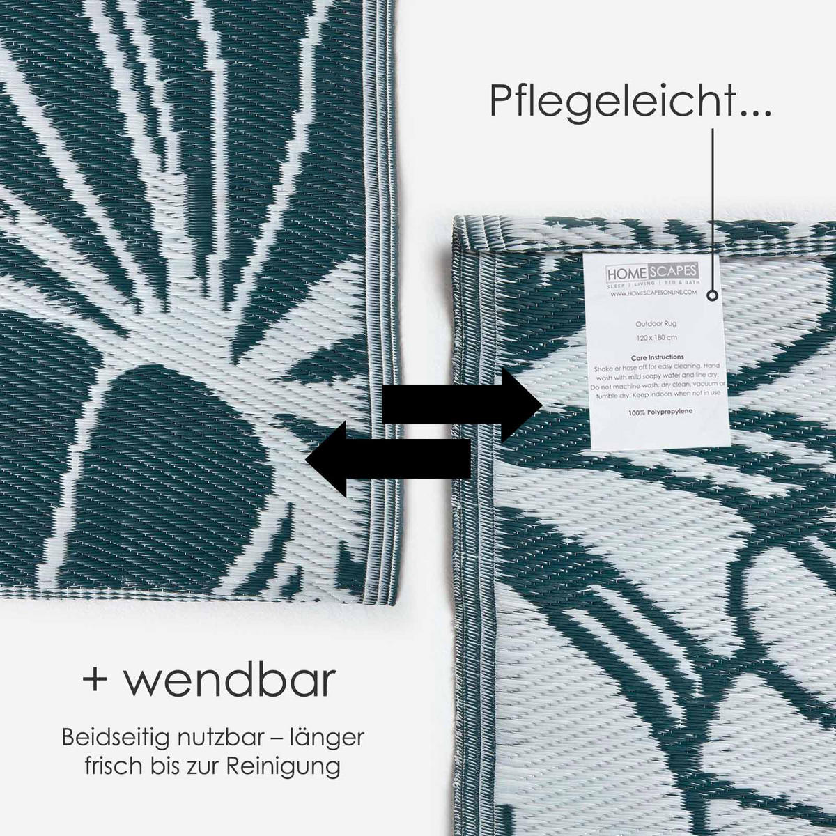 OUTDOORTEPPICH floral gemustert 150/240 cm - Dunkelgrün, Kunststoff (151/241cm) - Homescapes