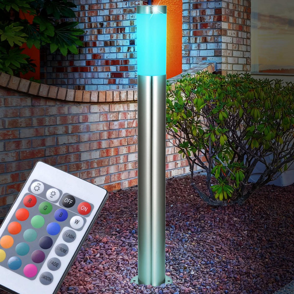 RGB LED WEGELEUCHTE Silber Metall 2er Set - Silberfarben, Kunststoff (7.6/7.6/110cm) - Globo Lighting