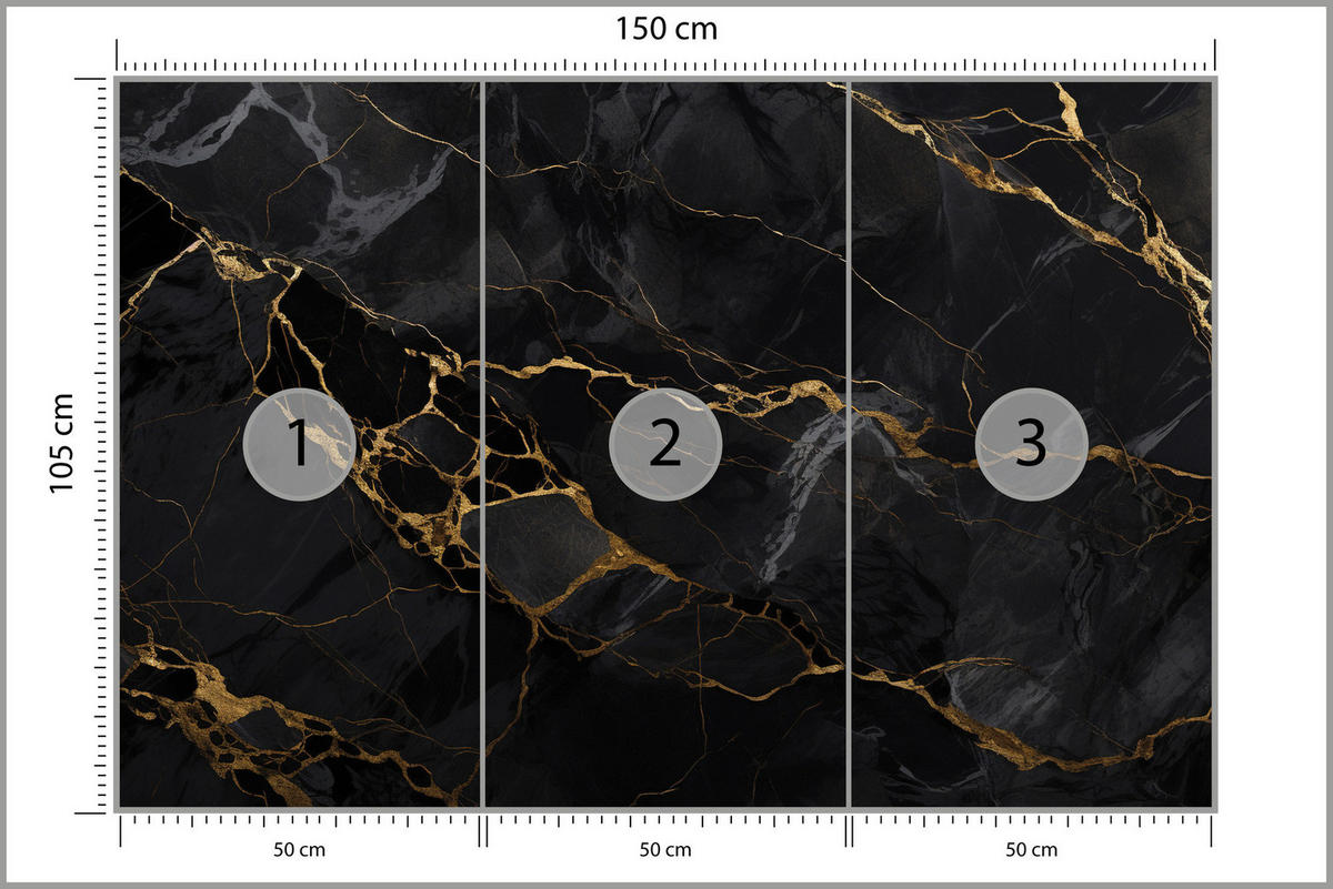 FOTOTAPETE Abstraktion Marmor Moderne Muster 150x105 - Beige/Schwarz, Papier (150/105cm) - Muralo