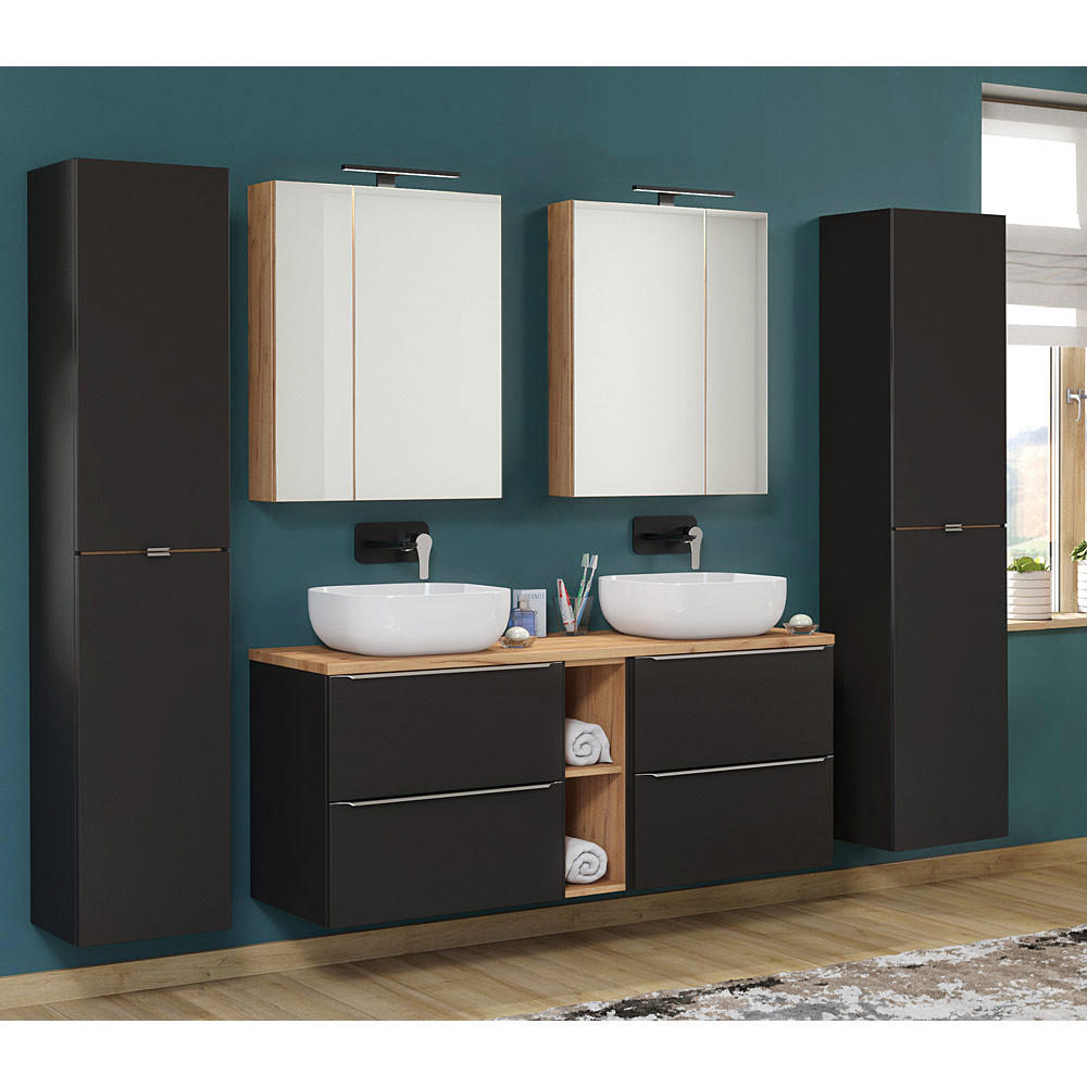 BADMÖBEL-SET 5-TLG. Toskana-56 - Anthrazit, Holzwerkstoff (250/190/46cm) - Lomado