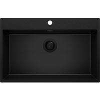 SPÜLBECKEN Riga, 2-er set Alles Schwarz 78/50 cm 1 Becken + Ablauf-Set ab 80er Unterschrank - Schwarz, Kunststoff (78/20/50cm) - Primagran